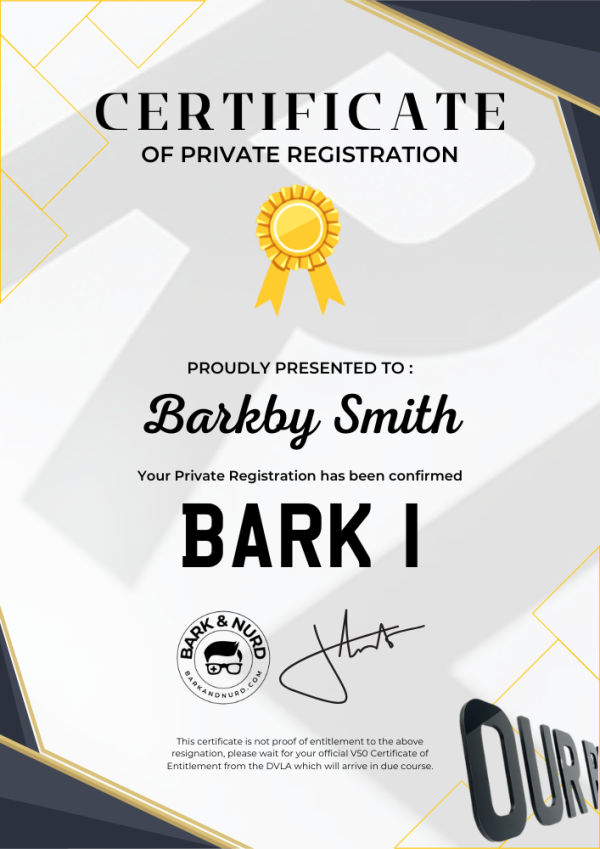 Private Plate Presentation Certificate
